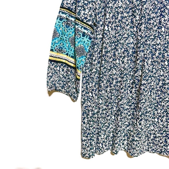 J. Jill Cotton Blend Floral Print Boho Tunic Top In Petite Large Multicolored - Picture 8 of 10